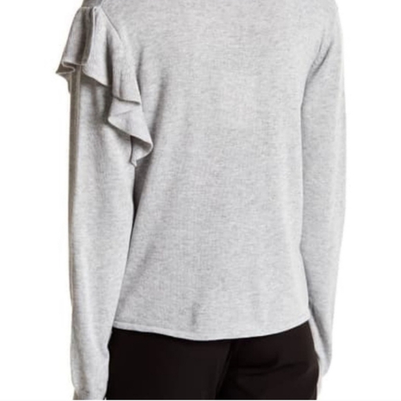 Anthropologie John + Jenn Grey Ruffle Wool Blend Sweater sz M - Picture 4 of 7